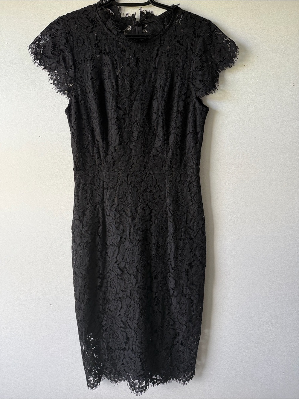 Elegant Black Lace Midi Dress SZ S